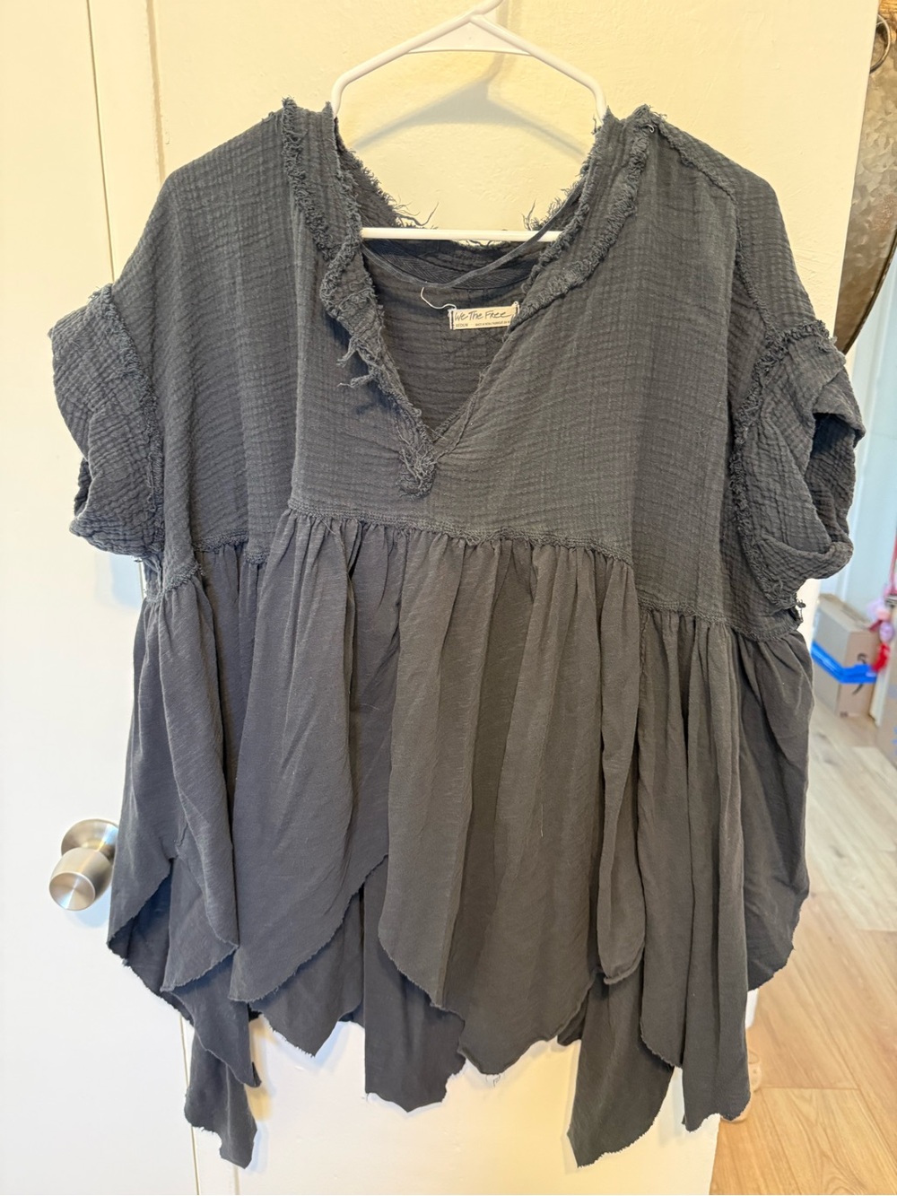 Free People Charcoal Gray Sugar Rush Top